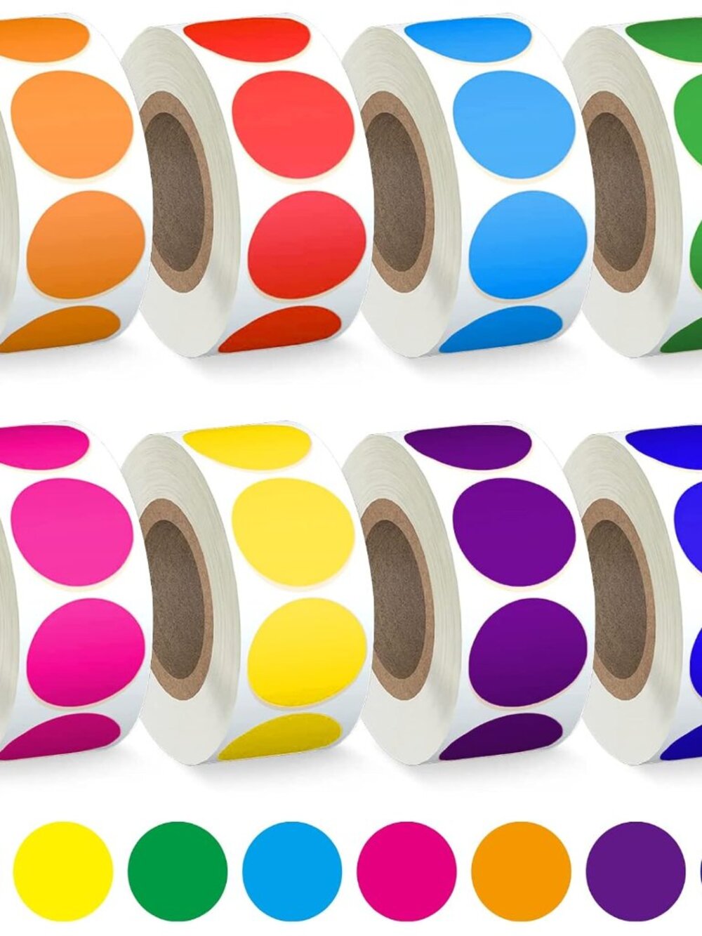 4000 Pcs Colored Dot Stickers, 8 Color Coding Circle Labels, 3/4" Round Dot